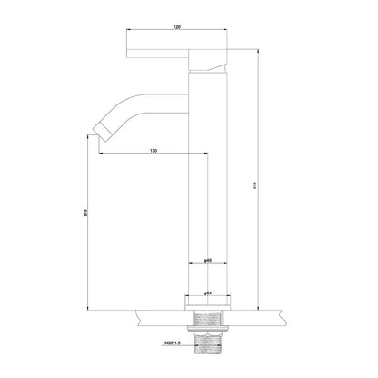 Decaura Tall Bathroom Basin Mixer Tap Black Sink Taps Brass Faucet Round Vanity