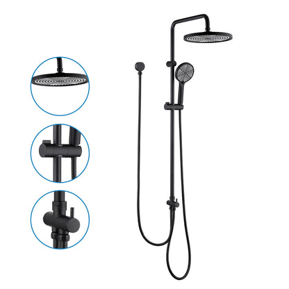 Decaura 10" Rain Shower Head Set Black Round Gooseneck Shower Arm Wall Tapware