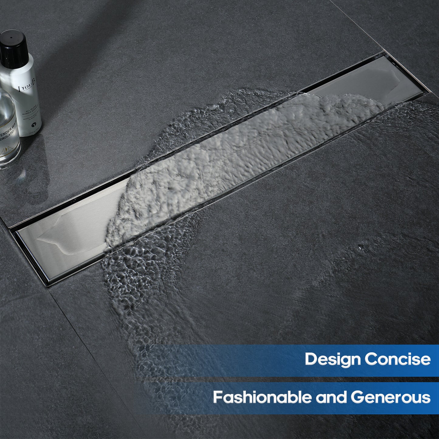 Decaura 600mm Tile Insert Shower Grate Floor Drain 80mm Waste Outlet Brushed