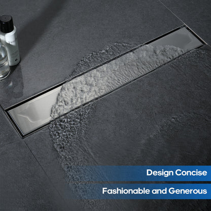 Decaura 600mm Tile Insert Shower Grate Floor Drain 80mm Waste Outlet Brushed