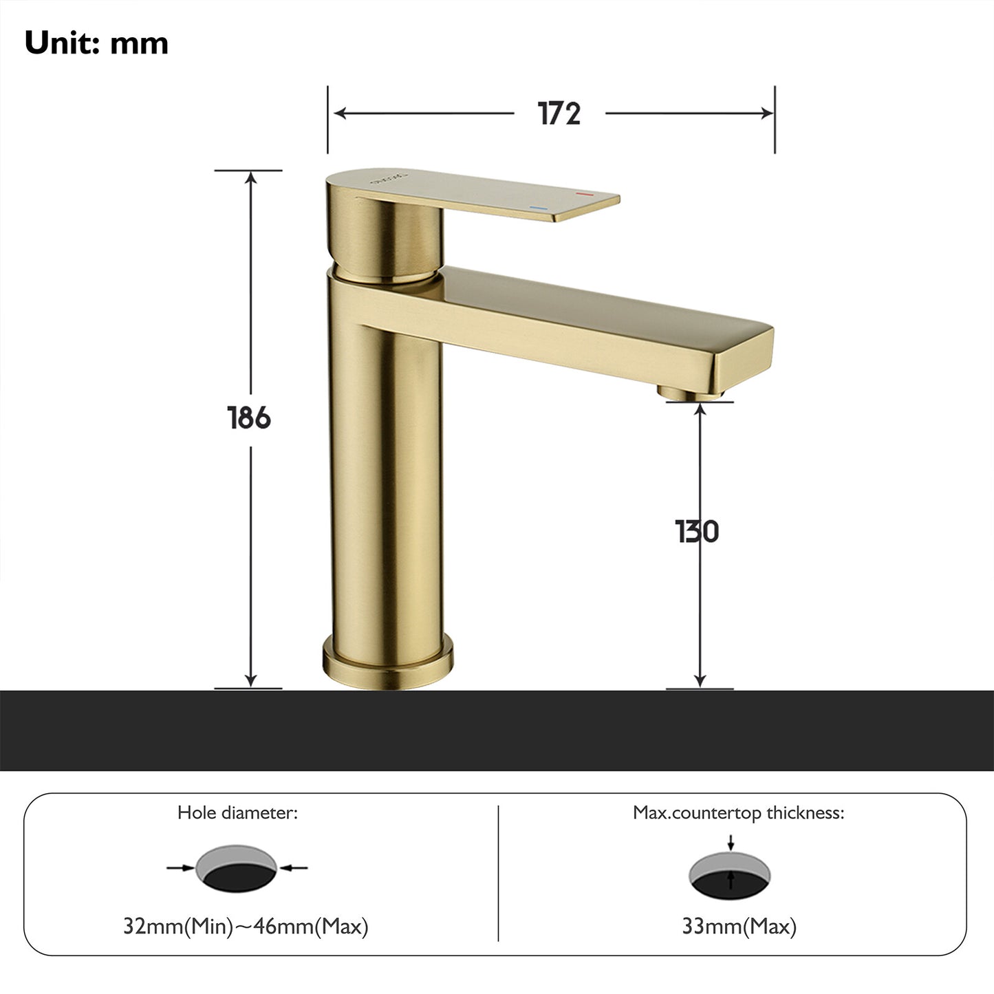 Decaura Bathroom Basin Sink Vanity Mixer Tap Black Chrome Brushed Gold