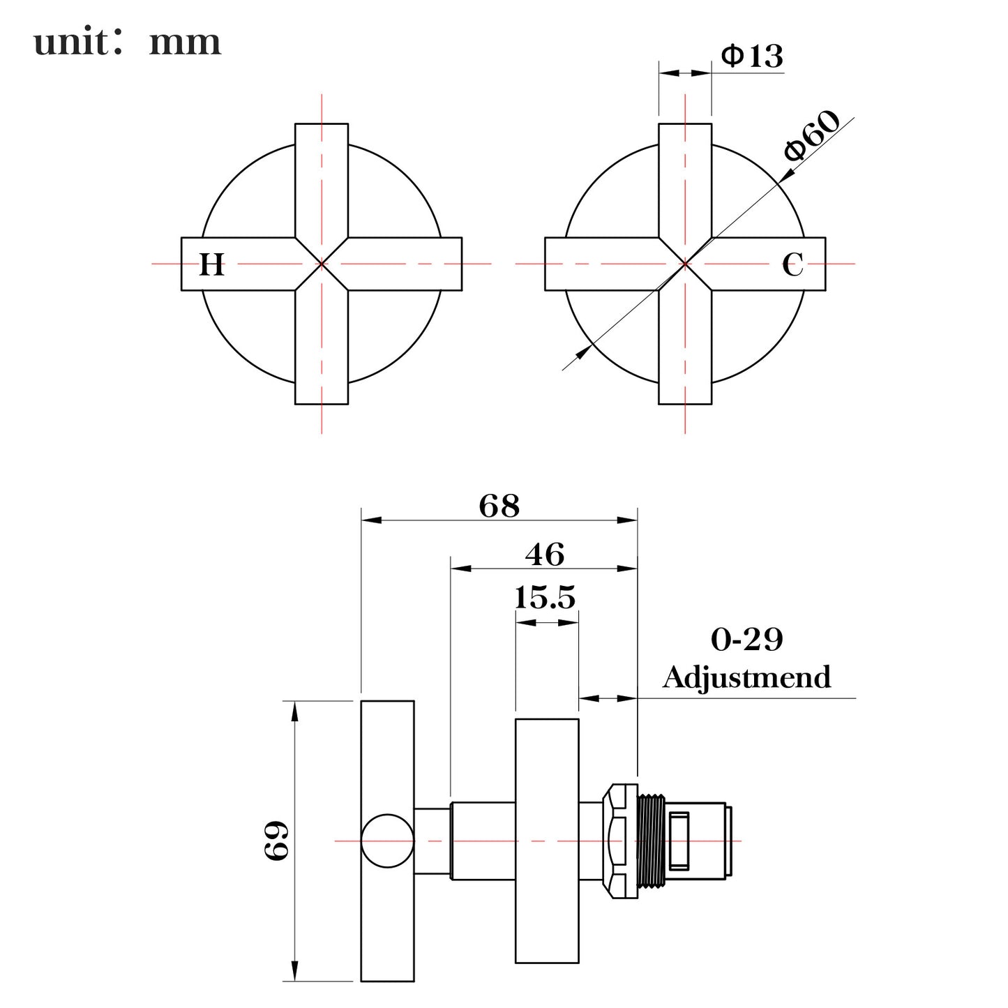 Decaura Brass Shower Taps 1/4 Turn Hot Cold Twin Mixer Tap Chrome/Black/Gold