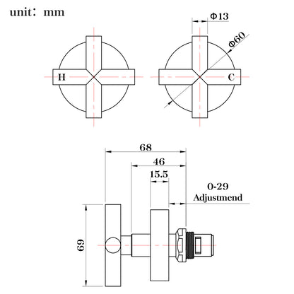 WELS 10 Inch Rain Shower Head Set Gooseneck Round Shower Mixer Tap Cross Handle