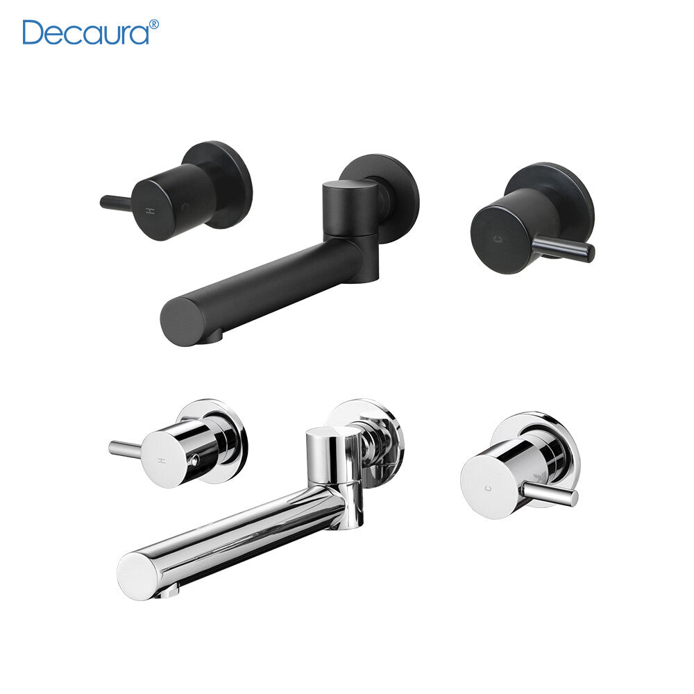 Decaura Swivel Bath Spout and Shower Taps Set Bathtub Wall Mount Chrome/Black