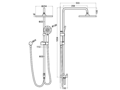 Decaura 10" Rain Shower Head Set Black Separate Water Inlet Wall Mount Mixer Tap