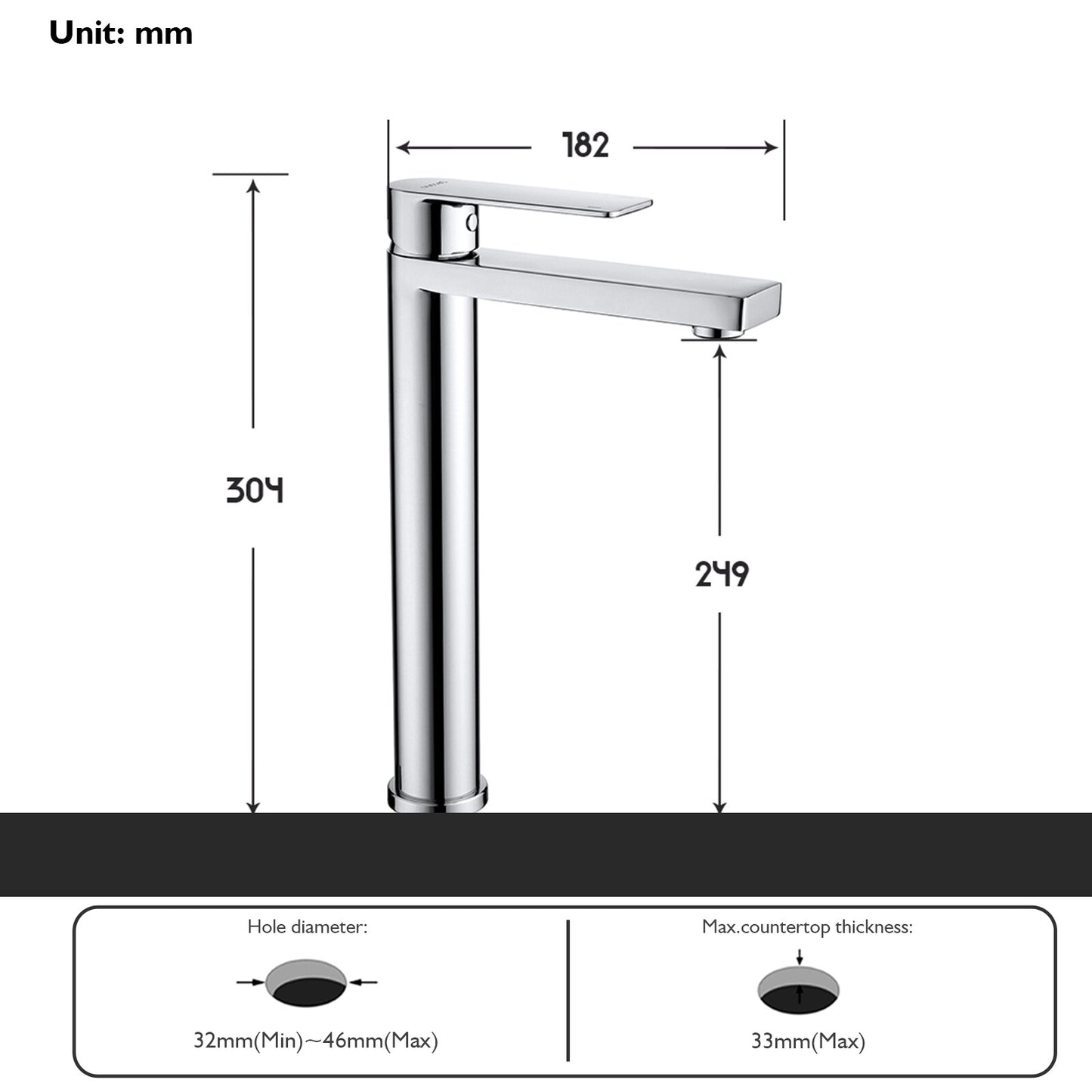 Decaura Tall Bathroom Basin Mixer Tap Vanity Sink Taps Tapware Faucet Chrome