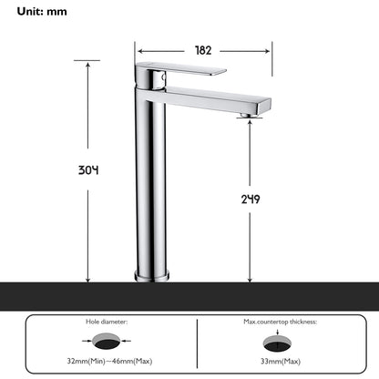 Decaura Tall Bathroom Basin Mixer Tap Vanity Sink Taps Tapware Faucet Chrome