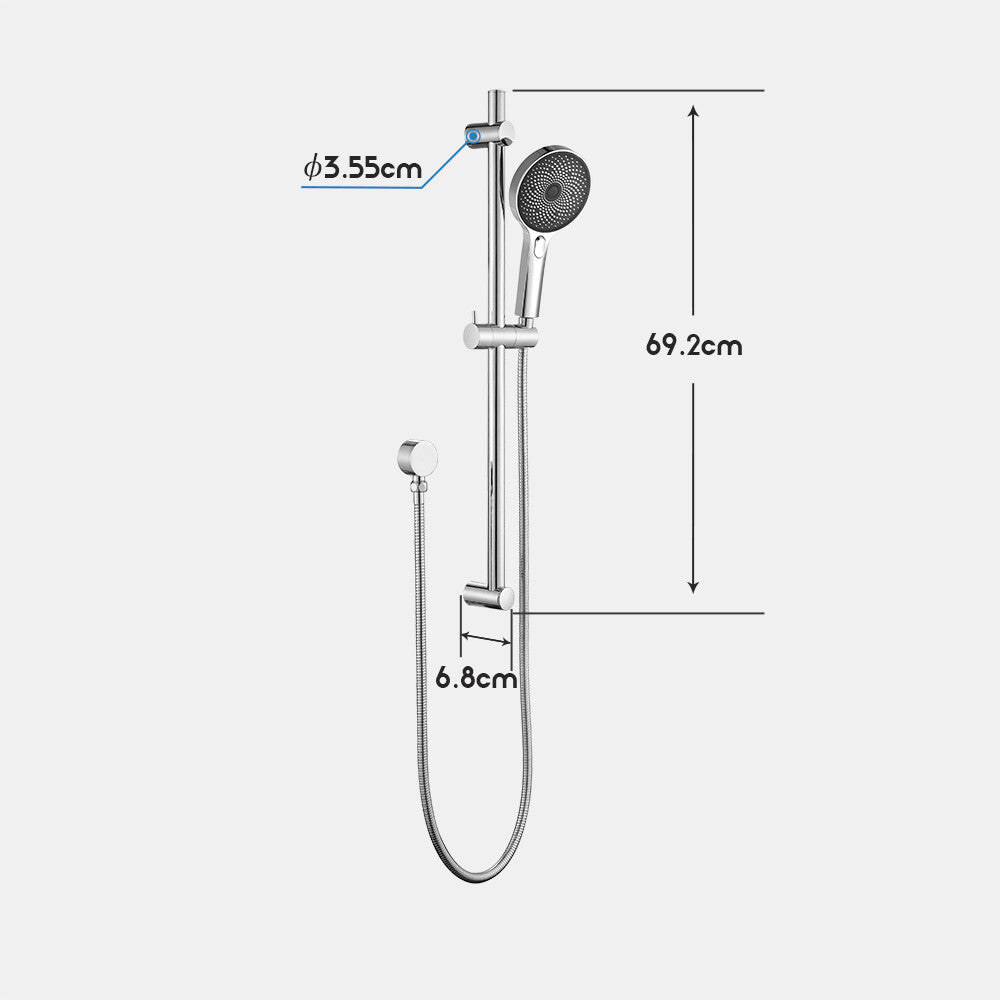 Decaura Hand Held Shower Head on Sliding Bar Chrome Shower Rail Set 3-Mode