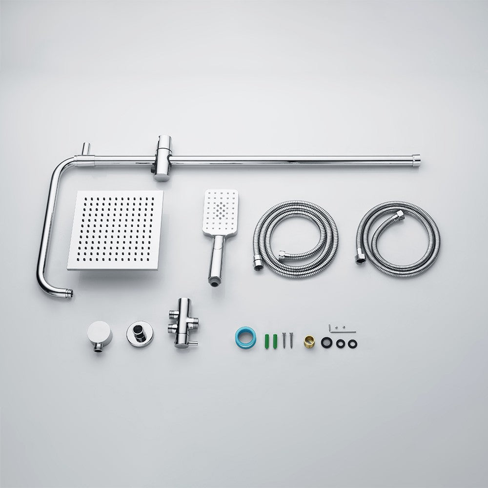 Decaura Square Shower Head Set  Black/Chrome Separate Water Inlet Wall Tapware