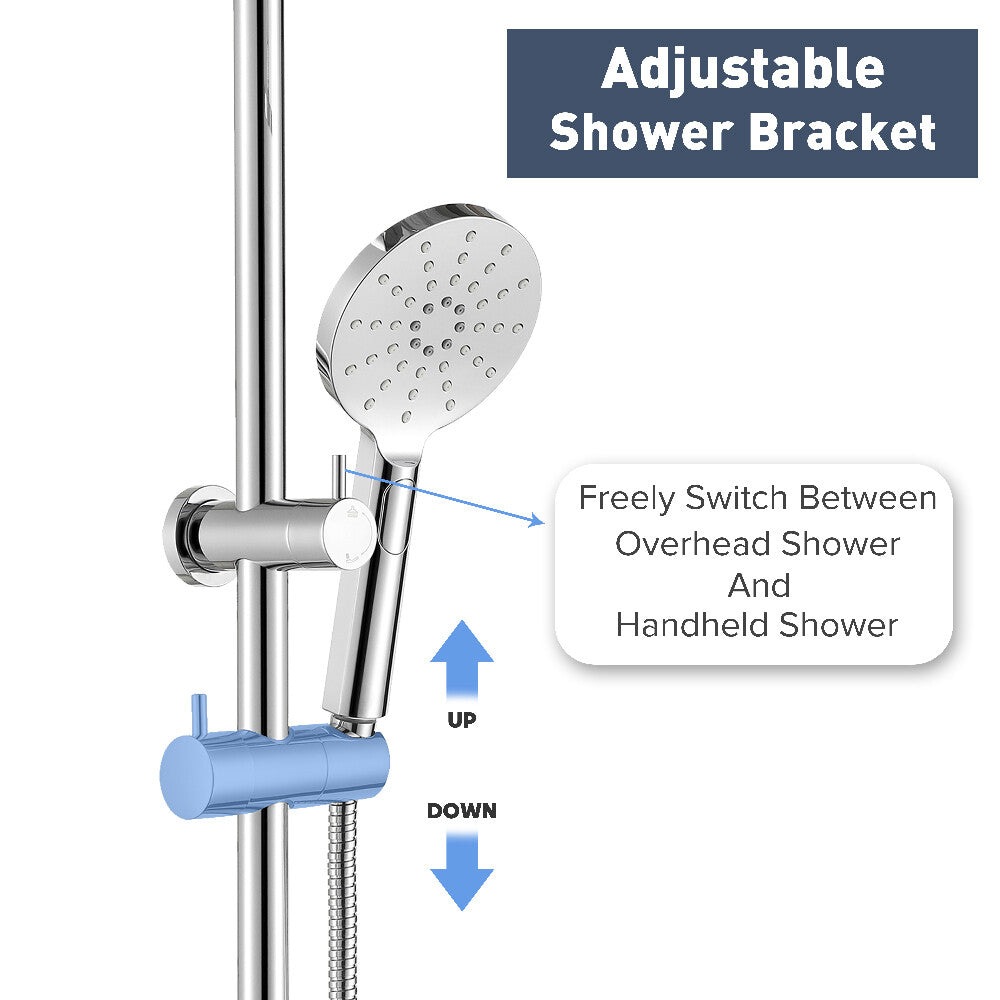 Decaura 9" Rain Shower Head Set Chrome 3-Mode Hand Gooseneck Arm Shower Taps