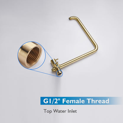 Decaura 9" Rain Shower Head Set Brushed Gold Gooseneck Arm 3-Mode Hand Held