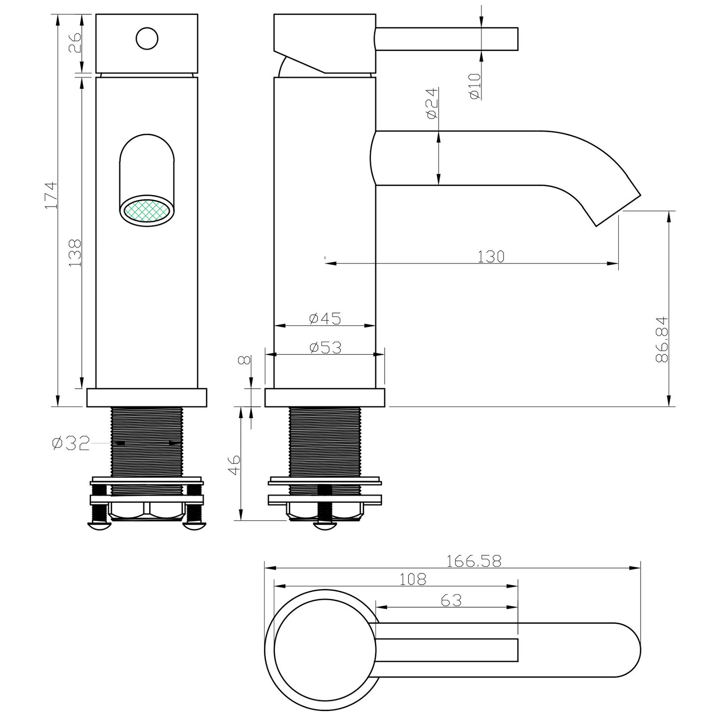 Decaura Basin Mixer Tap Bathroom Vanity Taps Pop Up Waste with/without Overflow