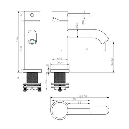 Decaura Bathroom Basin Mixer Tap Brushed Stainless Steel Vanity Basin Taps