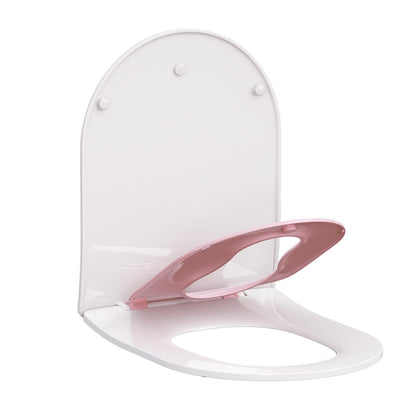 AQUATIZ D-Shaped Family Toilet Seat with Built-in Potty Training Seat Child Seat
