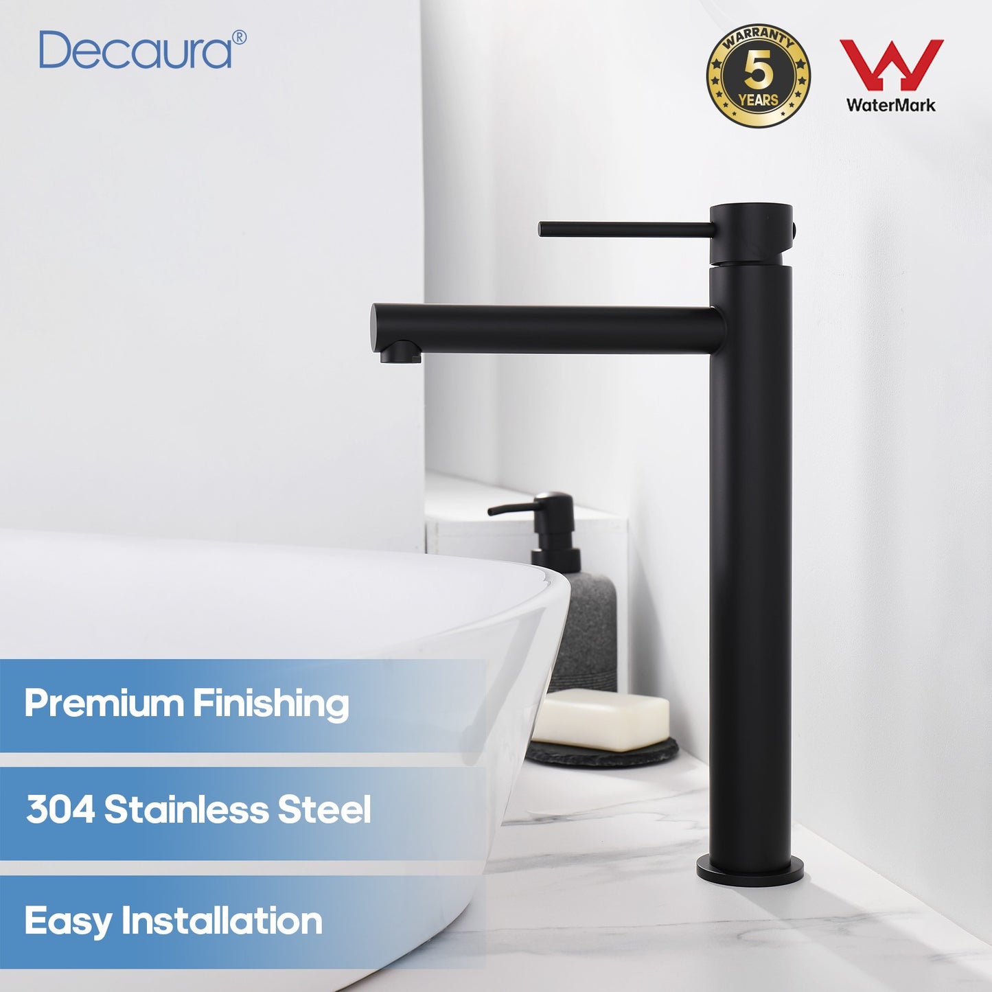 Decaura Bathroom Basin Mixer Tap Vanity Faucet Single Handle Tapware Tall/Small