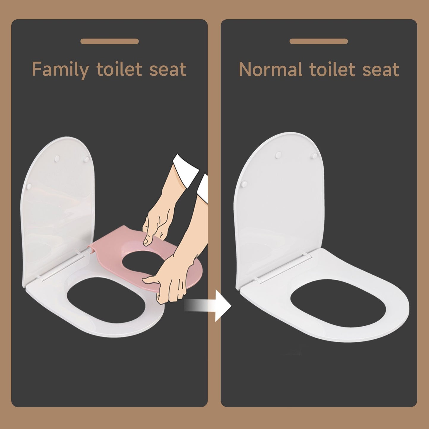 AQUATIZ Round Toilet Seat with Built-in Potty Training Seat, 2-in-1 Family Toile