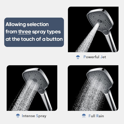 Decaura Hand Held Shower Head 3/4/5-Mode Spray Bathroom Round/Square Bathroom