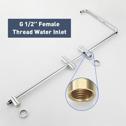 Decaura 9" Rain Shower Head Set Chrome 3-Mode Hand Gooseneck Arm Shower Taps