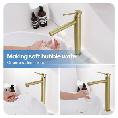 Decaura Bathroom Basin Mixer Tap Stainless Steel Round Chrome/Brushed/Black/Gold