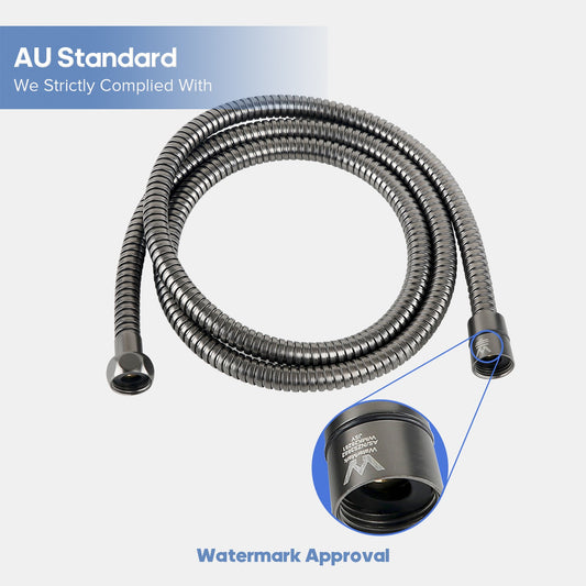 Decaura Watermark Flexible Shower Hose 1.5m Brushed Gunmetal Stainless Steel