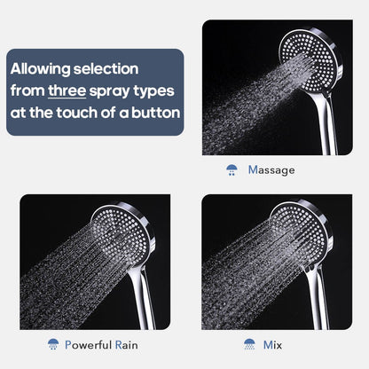 Decaura Hand Held Shower Head 3-Mode Spray Round Chrome Bathroom
