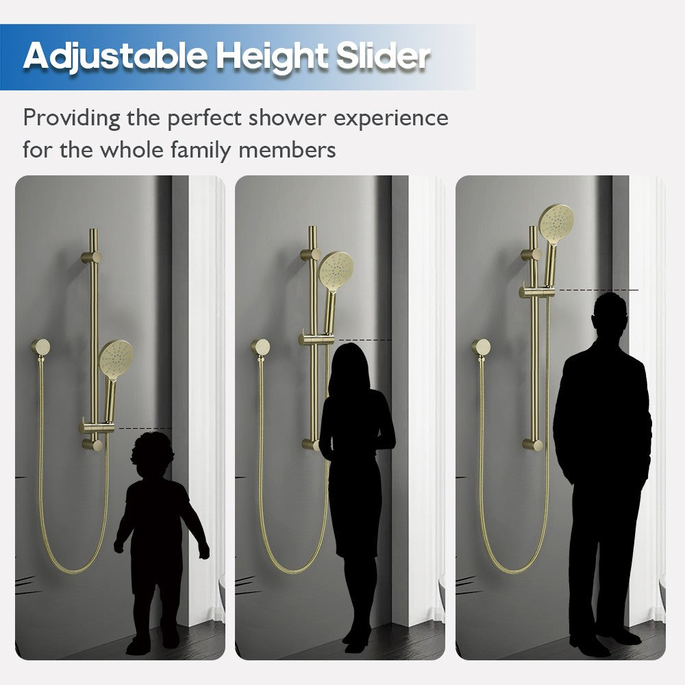 Decaura Hand Held Shower Head On Sliding Rail Set Shower Mixer Tap Wall Tapware