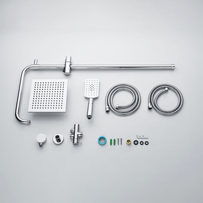 Decaura Dual Shower Head Set 8" Rain Shower Square free Water Inlet Chrome