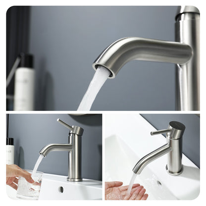 Decaura Bathroom Basin Mixer Tap Brushed Stainless Steel Vanity Basin Taps