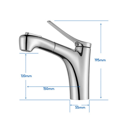 Decaura Bathroom Basin Mixer Tap Vanity Sink Taps Chrome pull out 2-Mode Sprayer