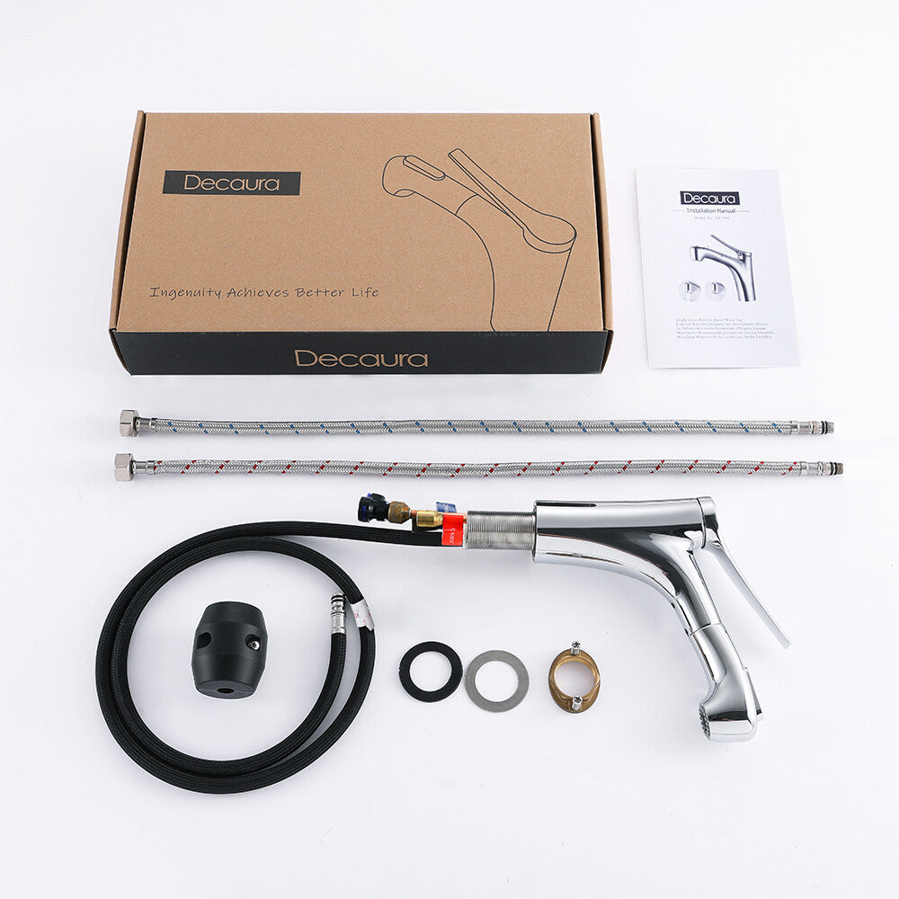 Decaura Bathroom Basin Mixer Tap Vanity Sink Taps Chrome pull out 2-Mode Sprayer