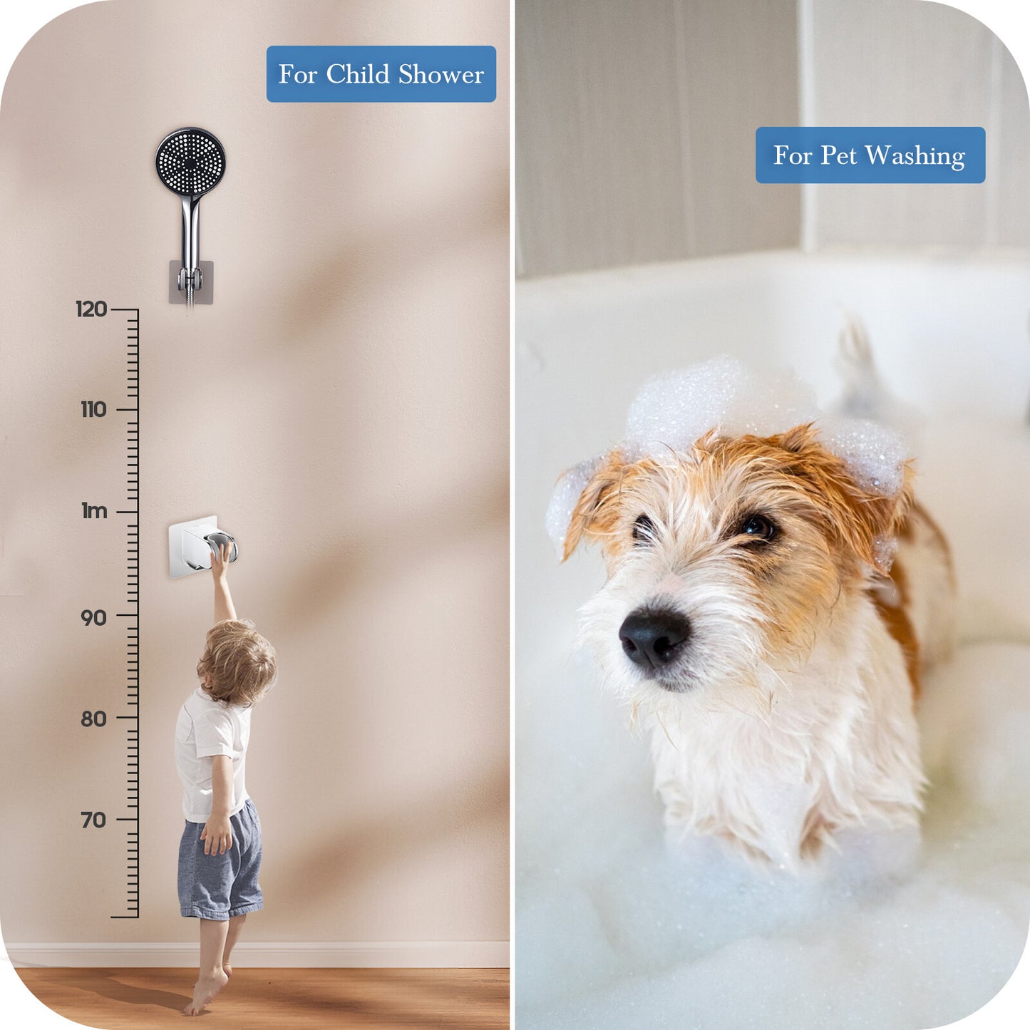 Decaura 2PCS Hand Held Shower Head Holder Wall Mount Self Adhesive Chrome