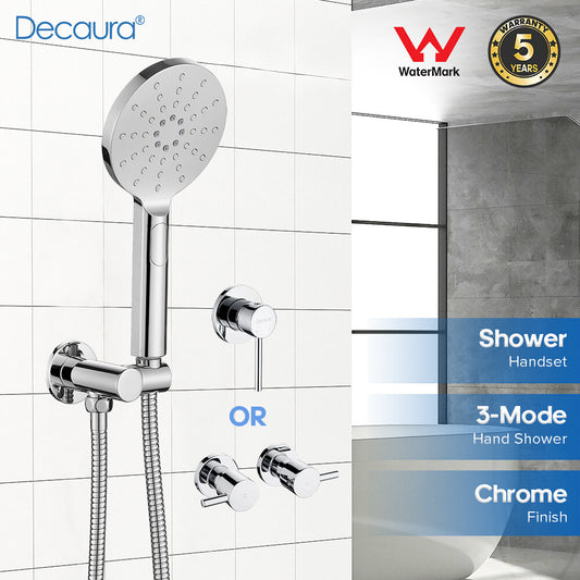Decaura Hand Held Shower Head Set Handset 3-Mode Spray Chrome Shower Taps Mixer