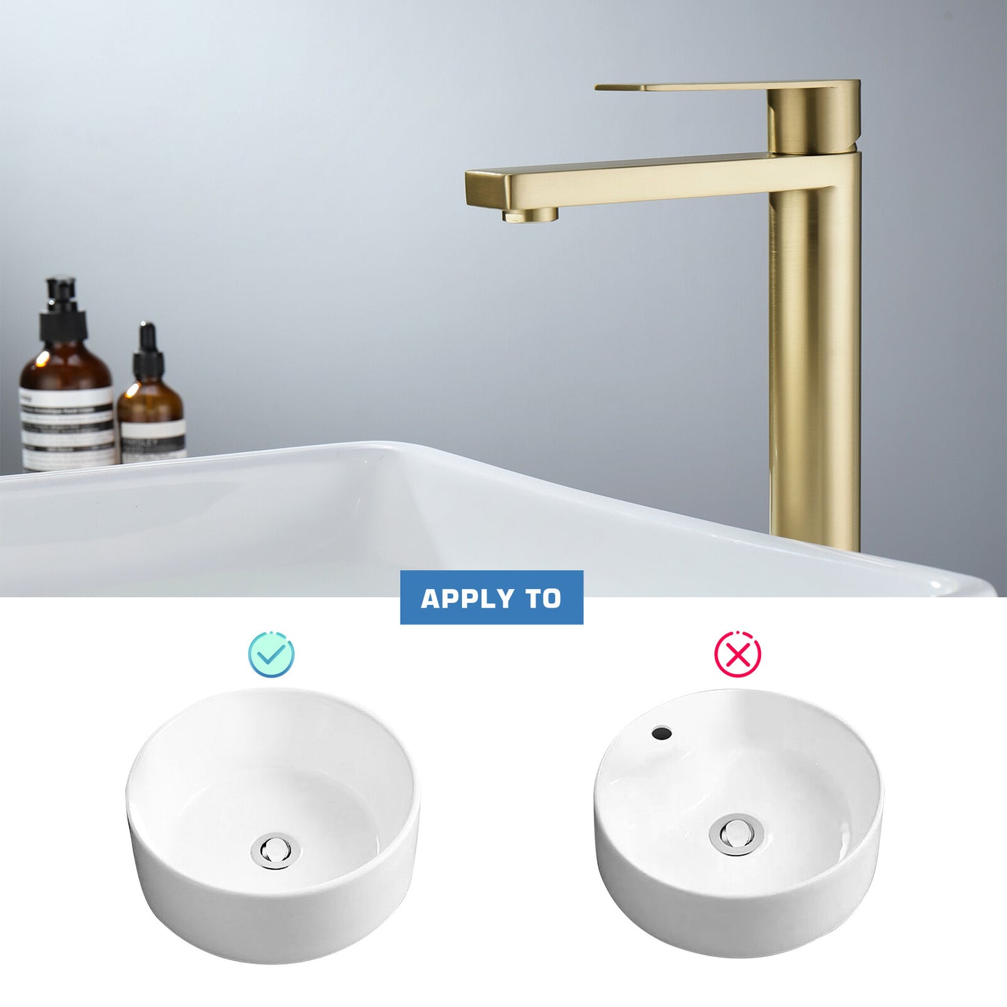 Decaura Bathroom Basin Mixer Tap Brushed Gold Tall Vanity Faucet 304mm high
