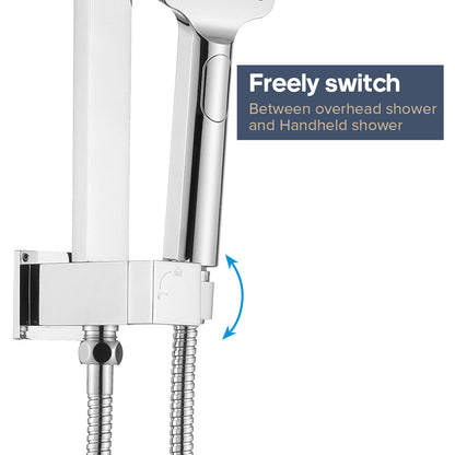 Decaura Shower Head Set square chrome 20cm rain shower head gooseneck shower arm