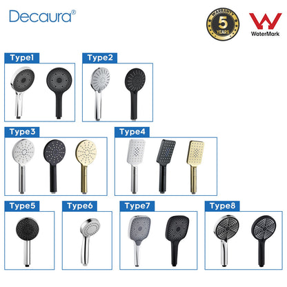 Decaura Hand Held Shower Head 3/4/5-Mode Spray Bathroom Round/Square Bathroom