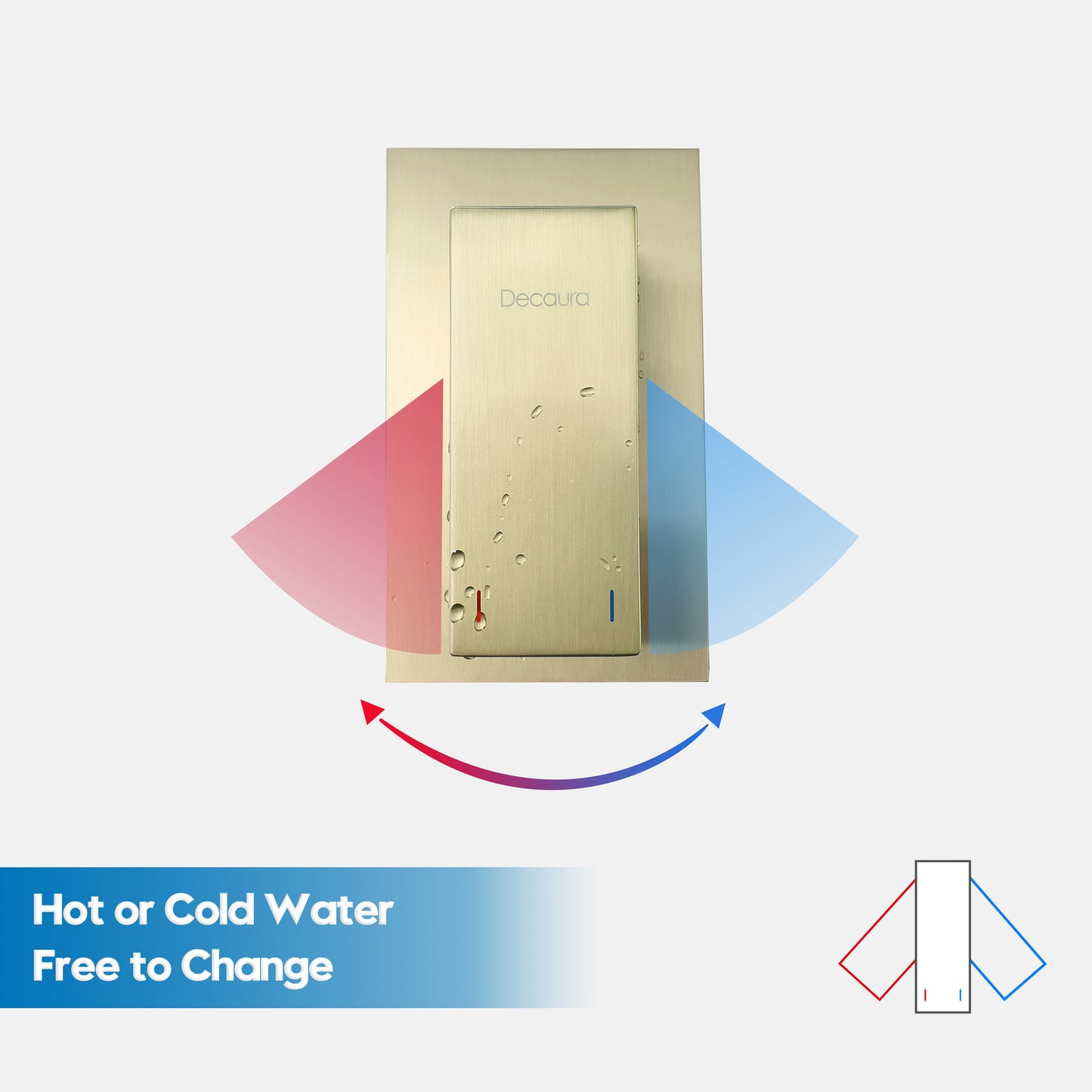 Watermark Shower Mixer Tap Square Brushed Gold Tapware Wall Mounted