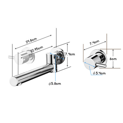 Decaura Swivel Bath Spout and Shower Taps Set Bathtub Wall Mount Chrome/Black