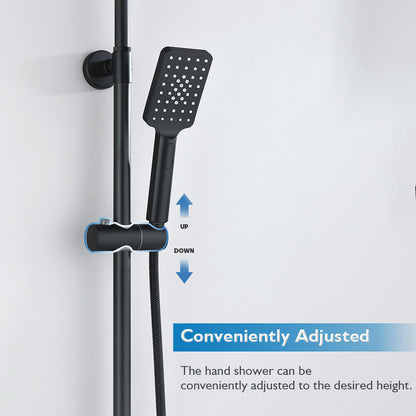 Decaura 8" Rain Shower Head Set Black Separate Water Inlet Elbow Shower Taps
