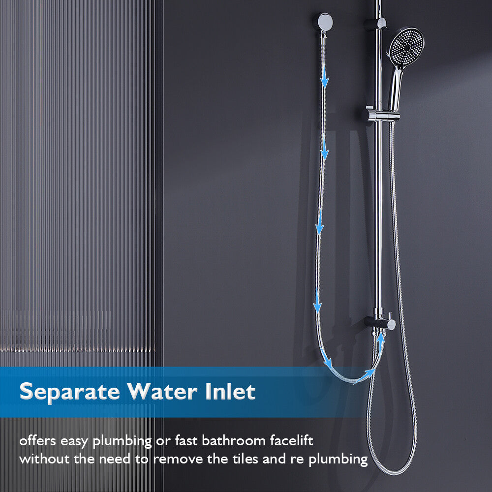 WELS 10 Inch Rain Shower Head Set Gooseneck Round Shower Mixer Tap Cross Handle