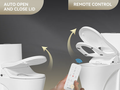 AQUATIZ D-Shaped Smart Bidet Seat, Auto Open/Close Lid, Oscillating Wash