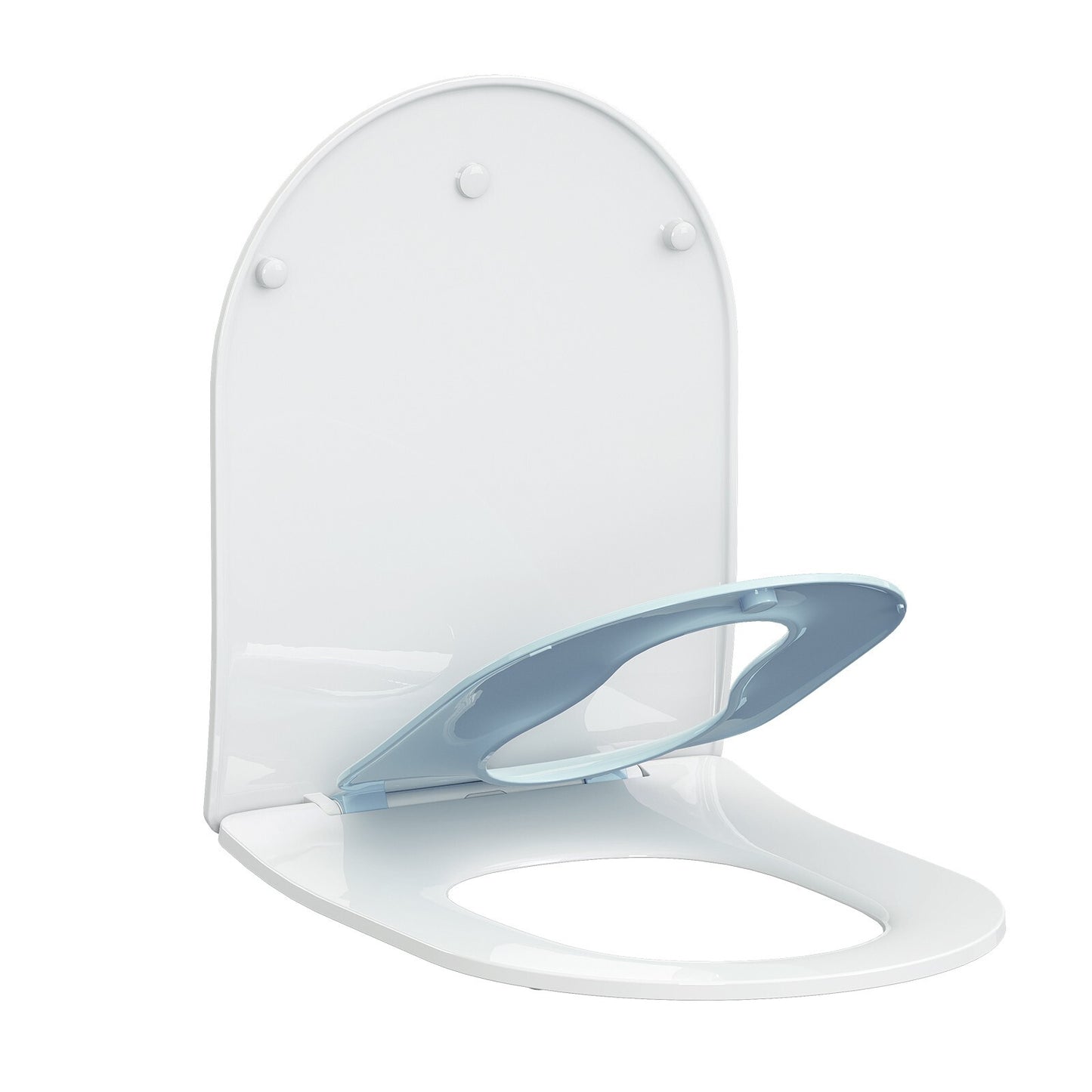 AQUATIZ Blue D-Shaped Family Toilet Seat with Built-in Potty Training Seat