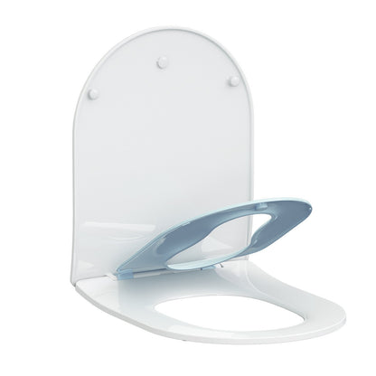AQUATIZ Blue D-Shaped Family Toilet Seat with Built-in Potty Training Seat