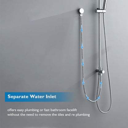 Decaura Square Shower Head Set  Black/Chrome Separate Water Inlet Wall Tapware