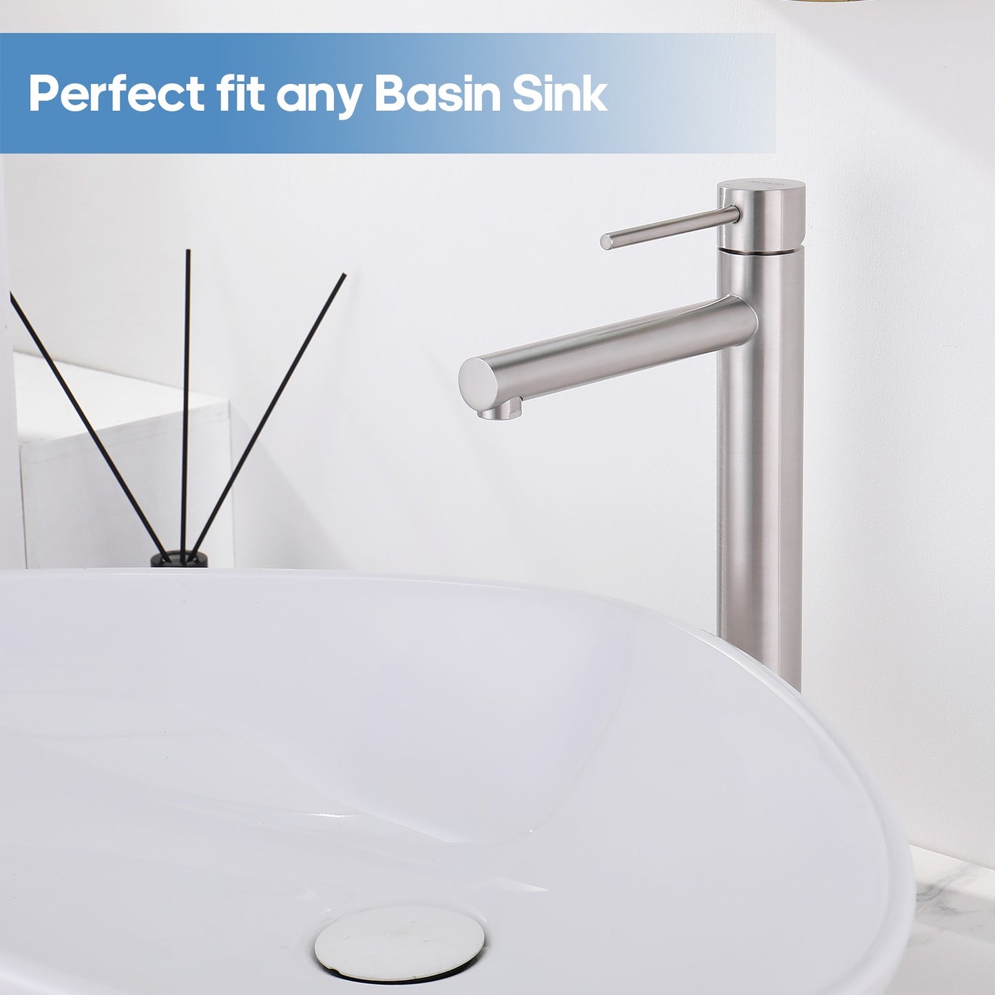 Decaura Bathroom Basin Mixer Tap Stainless Steel Round Chrome/Brushed/Black/Gold