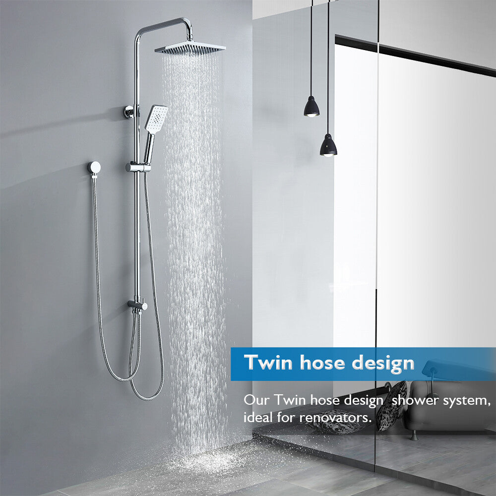 Decaura Square Shower Head Set  Black/Chrome Separate Water Inlet Wall Tapware