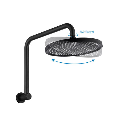 Decaura 10" Rain Shower Head and Brass Gooseneck Shower Arm Set Round Black