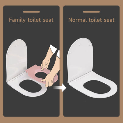 AQUATIZ D-Shaped Family Toilet Seat with Built-in Potty Training Seat Child Seat
