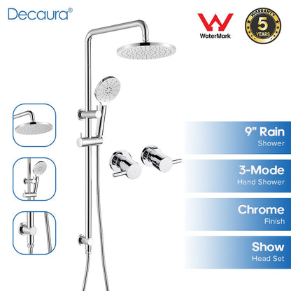 Decaura Shower Head Set Gooseneck Arm Brushed Gold/Black/Chrome Wall Tapware
