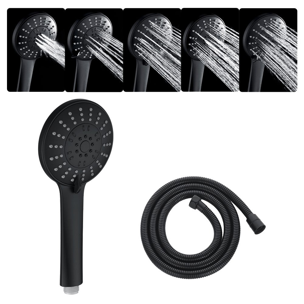 Decaura 5-Mode Hand Held Shower Head High Pressure with 1.5m Shower Hose Black