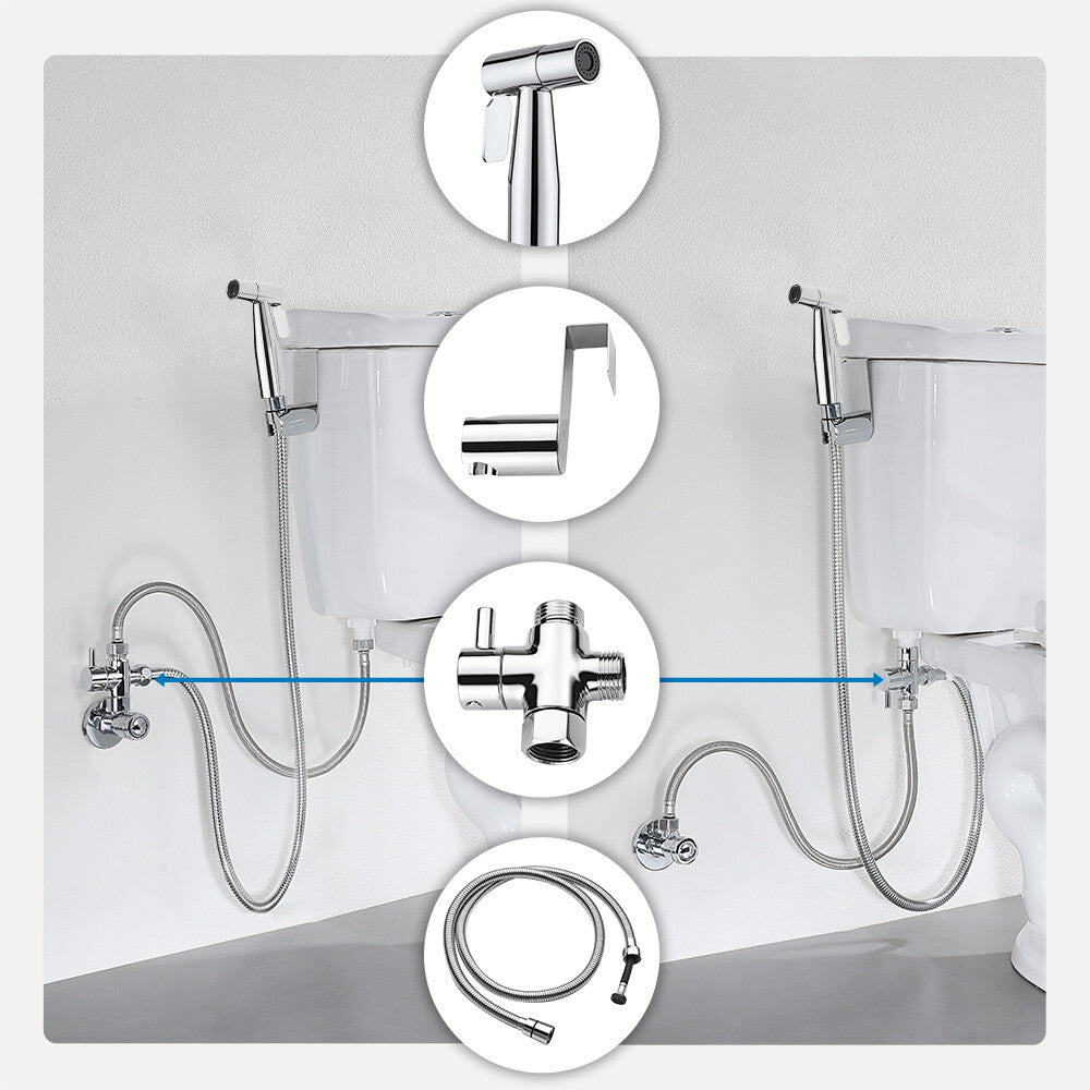 Decaura Bidet Spray Kit Handheld 2-Mode Sprayer Stainless Steel Shattaf Diverter